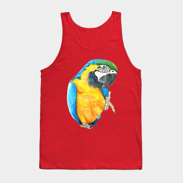 Blue and Glod macaw - watercolor parrot Tank Top by Perroquets numériques